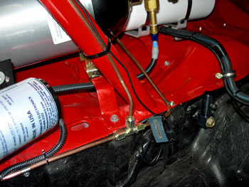 fire control system lines are copper and secured to the car tightly.